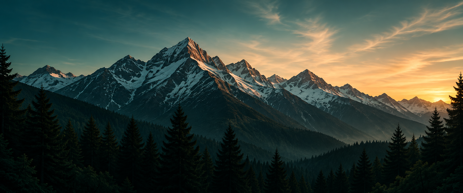 Mountain landscape at sunset